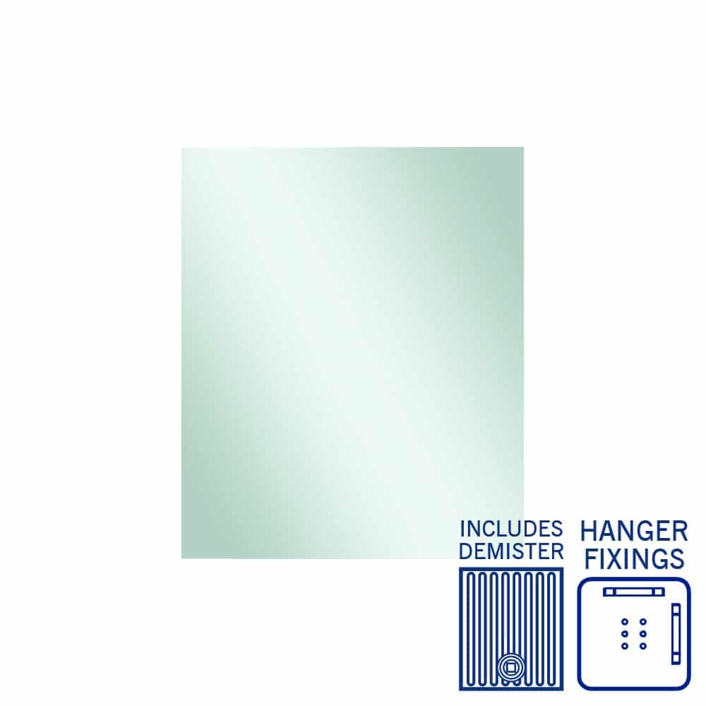 Ablaze - Jackson Rectangle Polished Edge Mirror - 900x750mm with Hangers and Demister