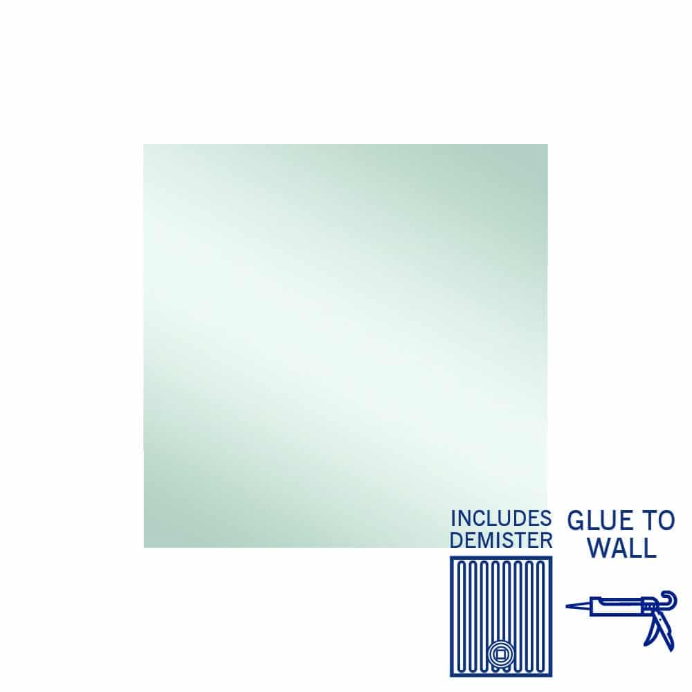 Ablaze - Jackson Rectangle Polished Edge Mirror - 900x900mm Glue-to-Wall and Demister