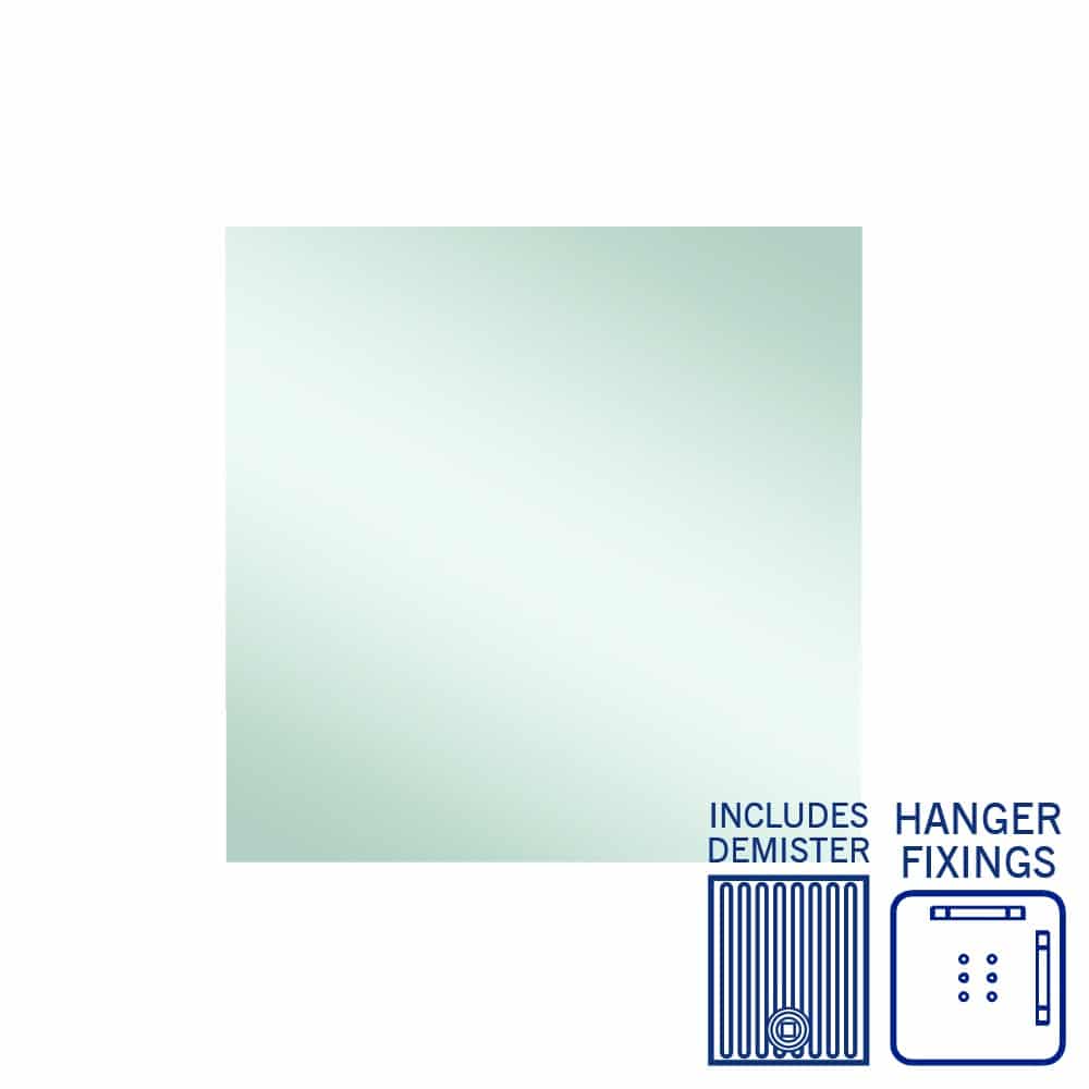 Ablaze - Jackson Rectangle Polished Edge Mirror - 900x900mm with Hangers and Demister