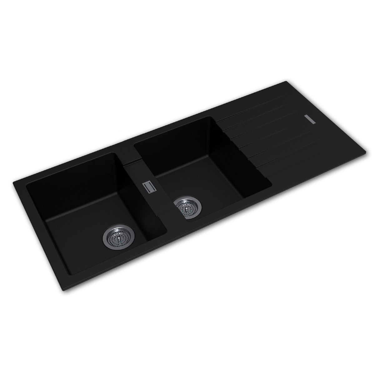 Arete - Black Granite Double Bowl w Drainer Kitchen Sink
1160x500x200mm