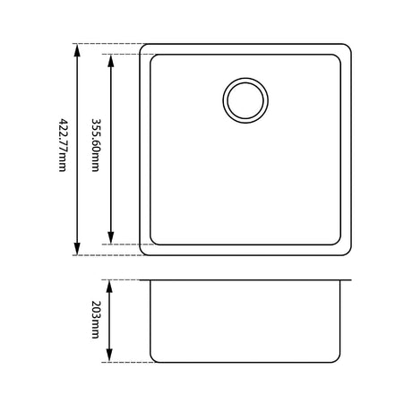 Arete - Black Granite Single Bowl Kitchen Sink
420x420x203mm