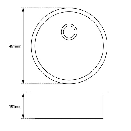 Arete - Black Granite Round Bowl Kitchen Sink
460x191mm