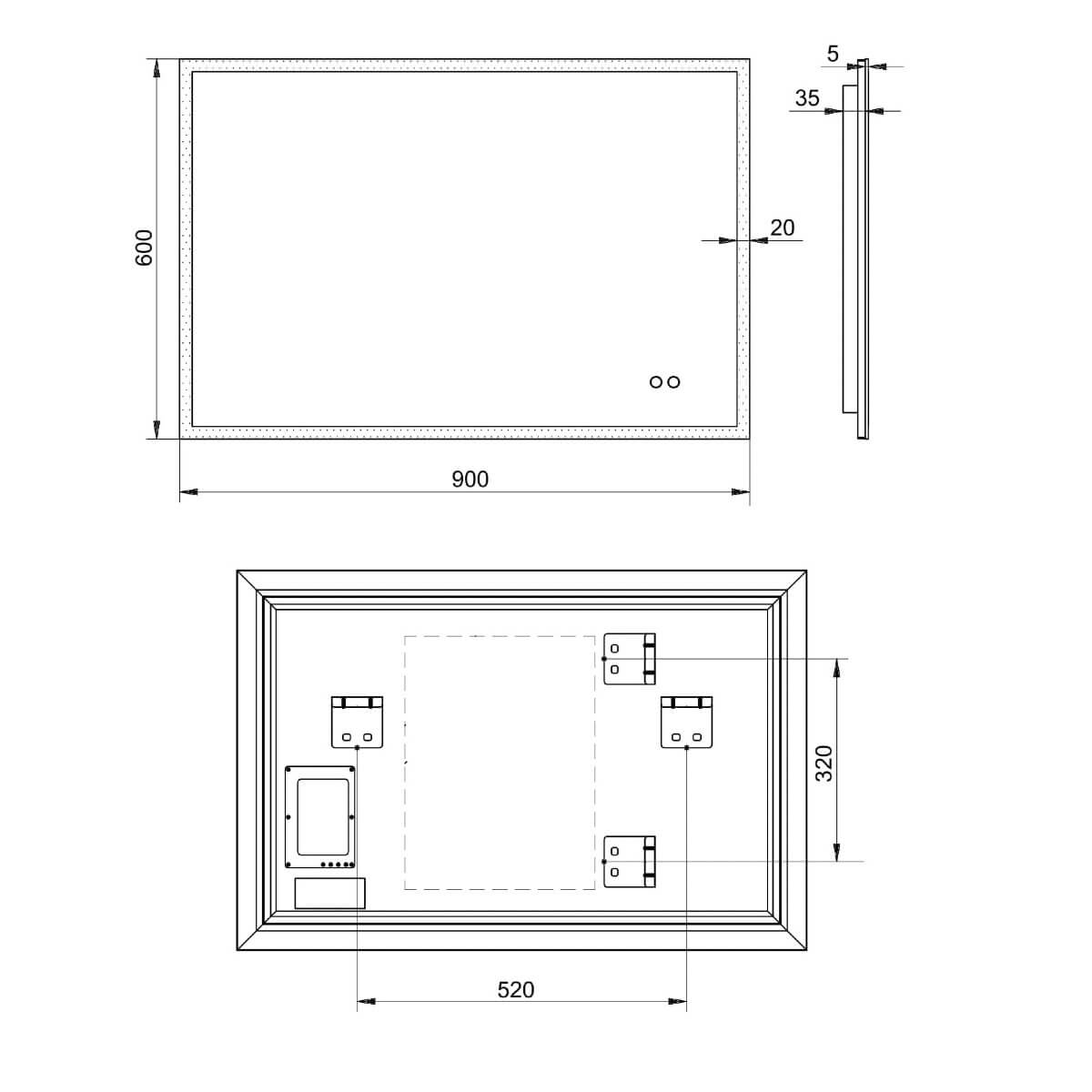 Kara - LED Mirror inc Adjustable Light Colour & Demister Pad
900x600mm