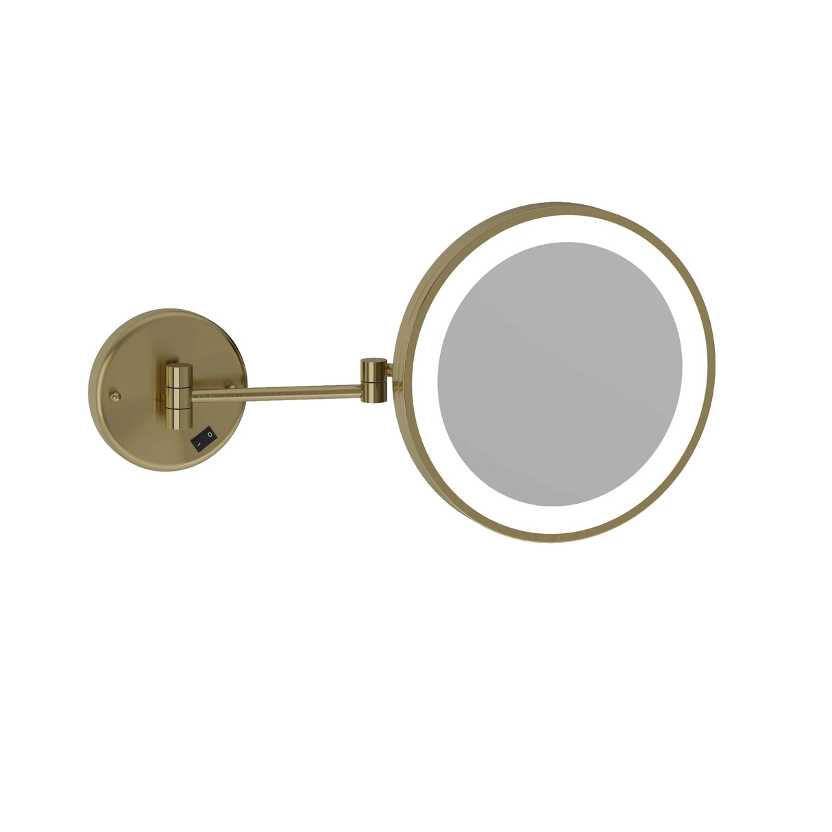 Ablaze - 3x Magnification Brushed Brass Wall Mounted Shaving Mirror, 250mm Diameter with Concealed Wiring