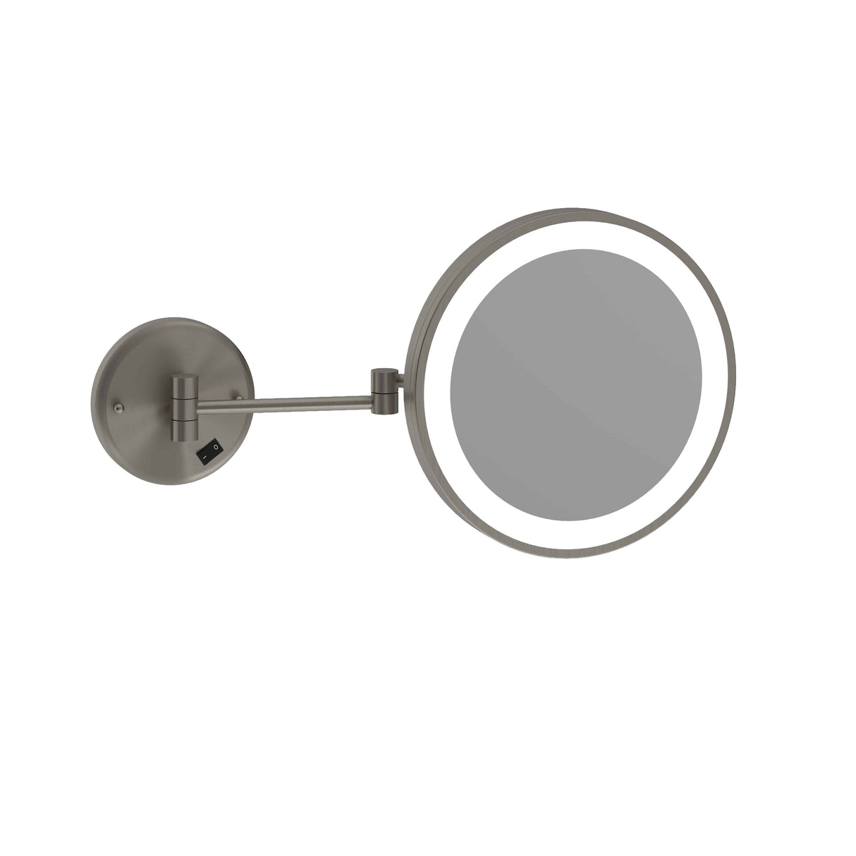 Ablaze - 3x Magnification Brushed Nickel Wall Mounted Shaving Mirror, 250mm Diameter with Concealed Wiring