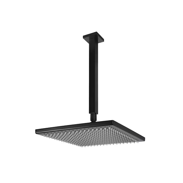 Square - Matte Black Ceiling Shower 300mm rose, 200mm dropper