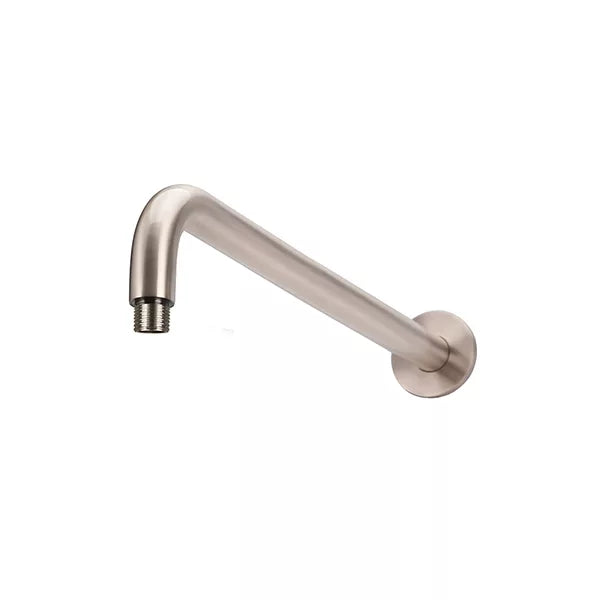 Round - Champagne Wall Shower Curved Arm 400mm