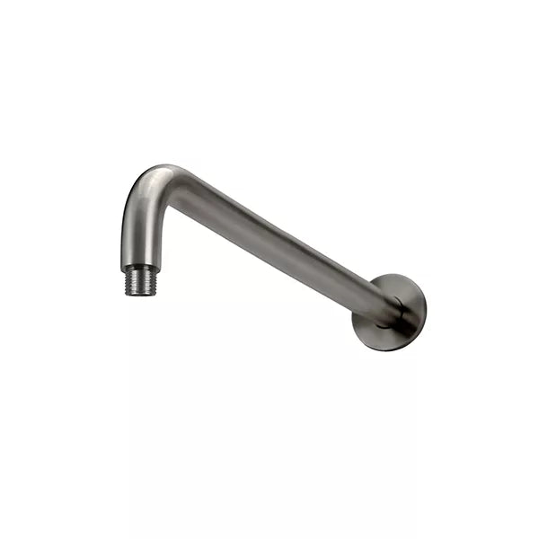 Round - Shadow Gunmetal Wall Shower Curved Arm 400mm