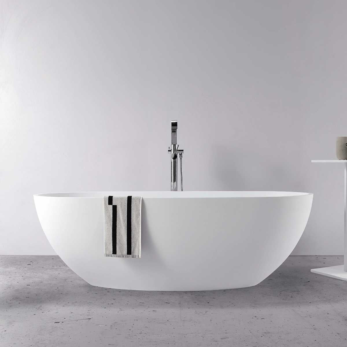 Maya - 1700mm Matte White Solid Surface Freestanding Bath