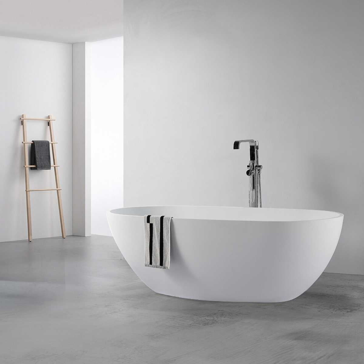 Maya - 1700mm Matte White Solid Surface Freestanding Bath