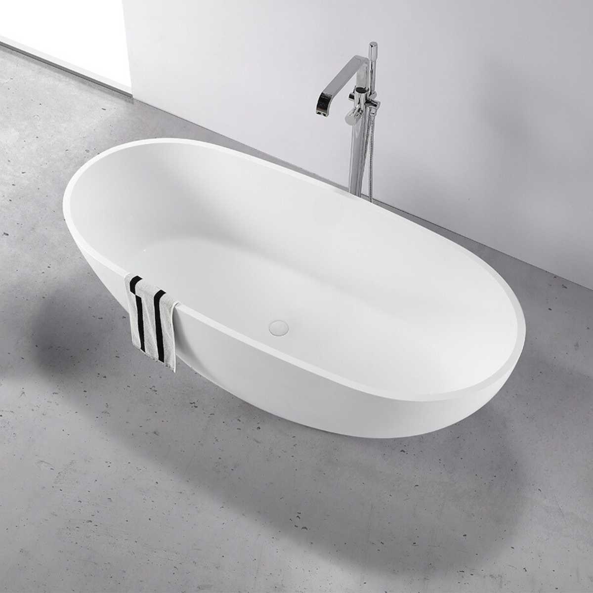 Maya - 1700mm Matte White Solid Surface Freestanding Bath