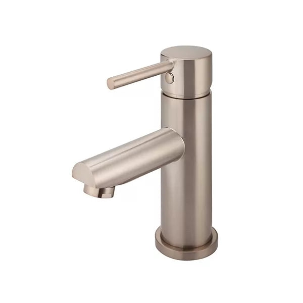 Round - Champagne Basin Mixer w Straight Spout