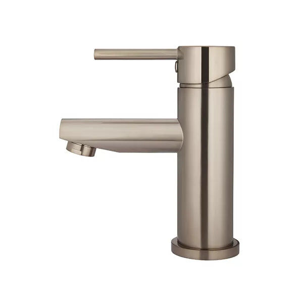 Round - Champagne Basin Mixer w Straight Spout