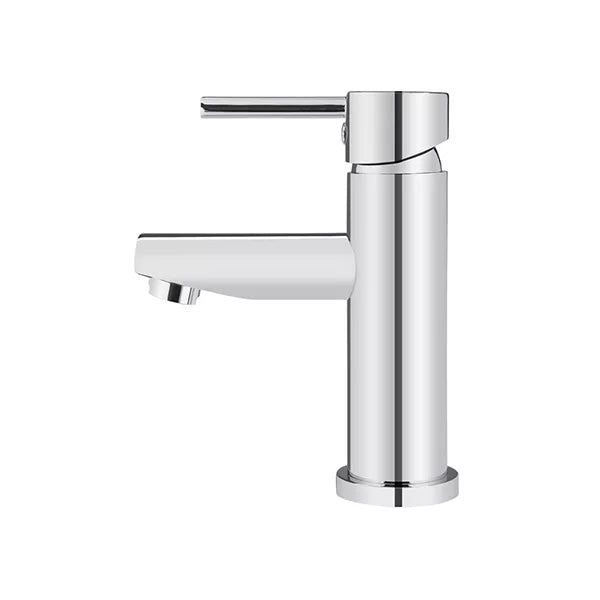 Round - Polished Chrome Basin Mixer w Straight Spout