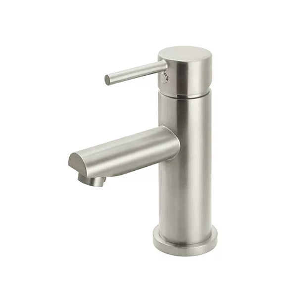 Round - Brushed Nickel Basin Mixer w Straight Spout