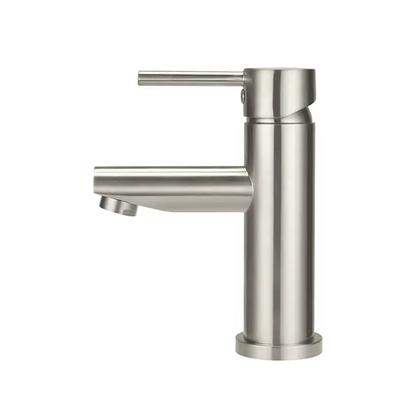 Round - Brushed Nickel Basin Mixer w Straight Spout