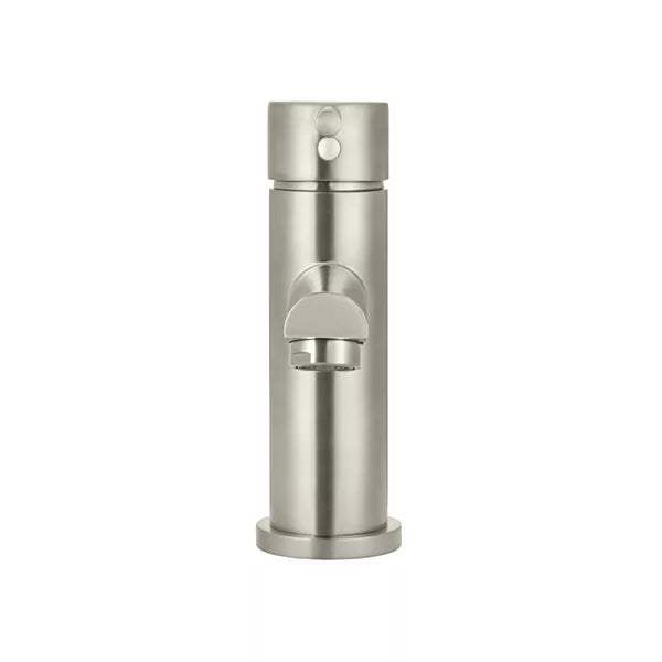 Round - Brushed Nickel Basin Mixer w Straight Spout