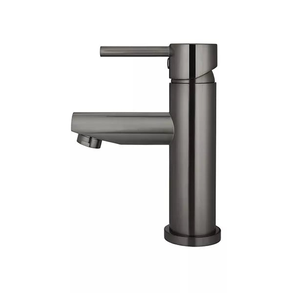 Round - Shadow Gunmetal Basin Mixer w Straight Spout