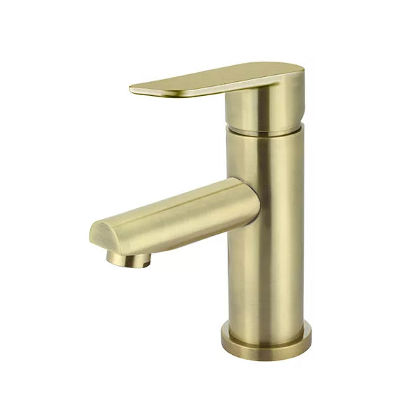 Round - Tiger Bronze Basin Mixer w Straight Spout & Paddle Handle