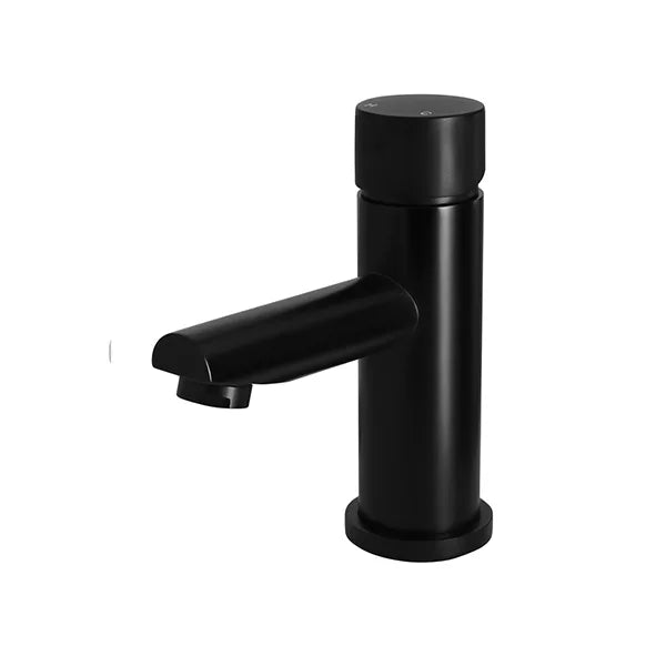 Round - Matte Black Basin Mixer w Straight Spout & Pinless Handle