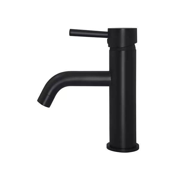 Round - Matte Black Basin Mixer w Curved Spout
