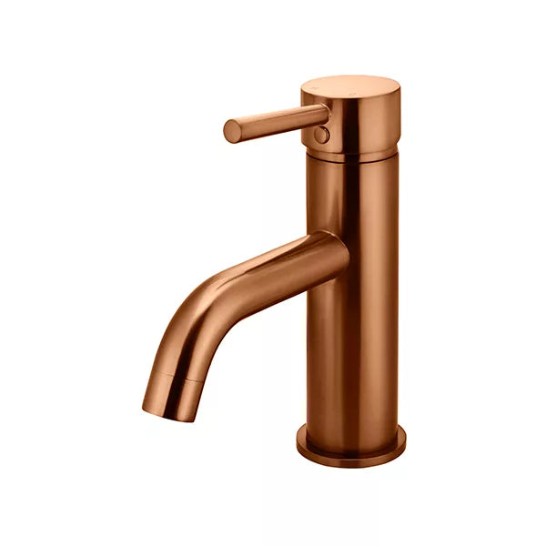 Round - Lustre Bronze Basin Mixer w Curved Spout