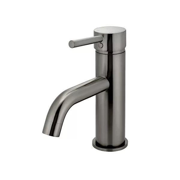 Round - Shadow Gunmetal Basin Mixer w Curved Spout