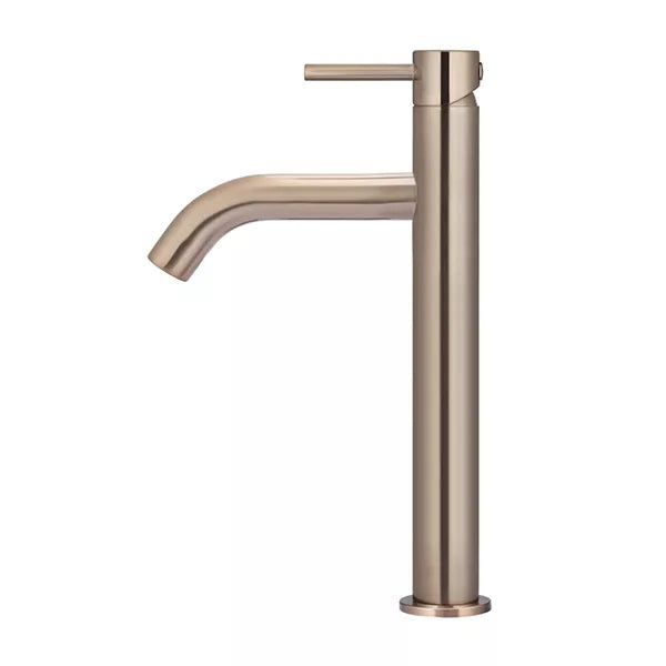 Piccola - Champagne Tall Basin Mixer with 130mm Curved Spout