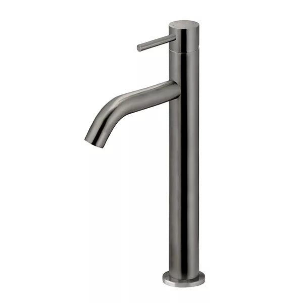 Piccola - Shadow Gunmetal Tall Basin Mixer with 130mm Curved Spout
