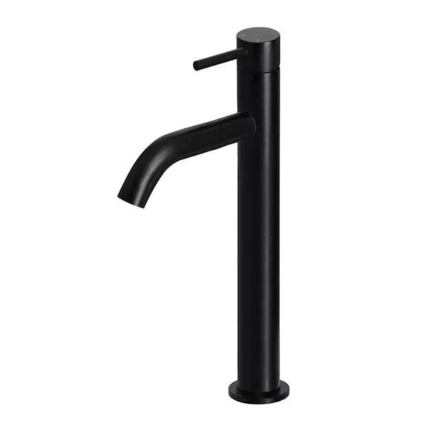 Piccola - Matte Black Tall Basin Mixer with 130mm Curved Spout