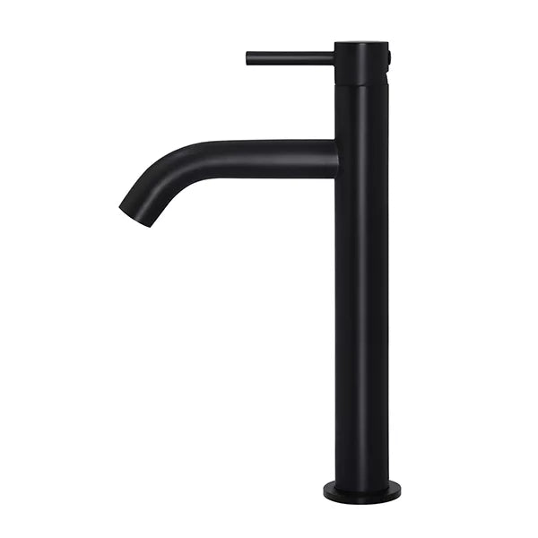 Piccola - Matte Black Tall Basin Mixer with 130mm Curved Spout