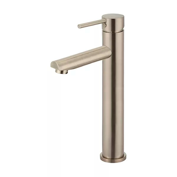 Round - Champagne Tall Basin Mixer with Straight Spout