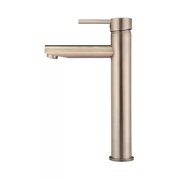 Round - Champagne Tall Basin Mixer with Straight Spout