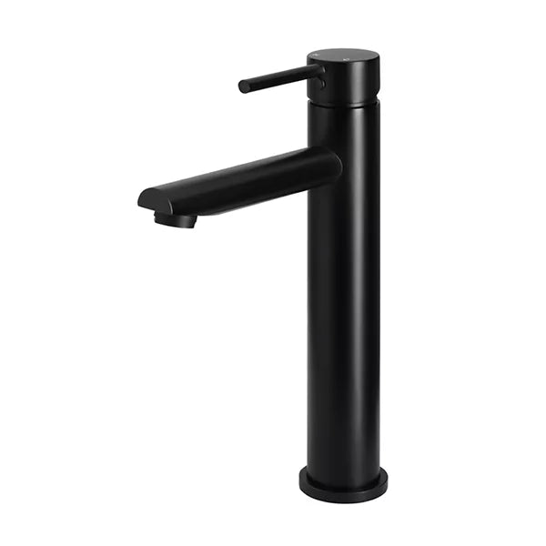 Round - Matte Black Tall Basin Mixer with Straight Spout