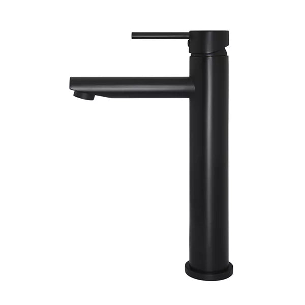 Round - Matte Black Tall Basin Mixer with Straight Spout