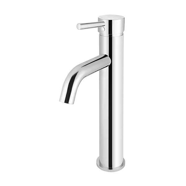 Round - Polished Chrome Tall Basin Mixer with Curved Spout
