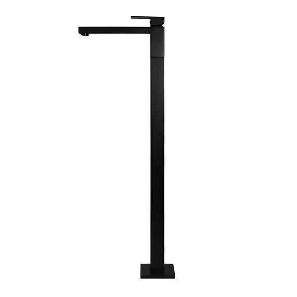 Square - Matte Black Freestanding Bath Spout w Mixer