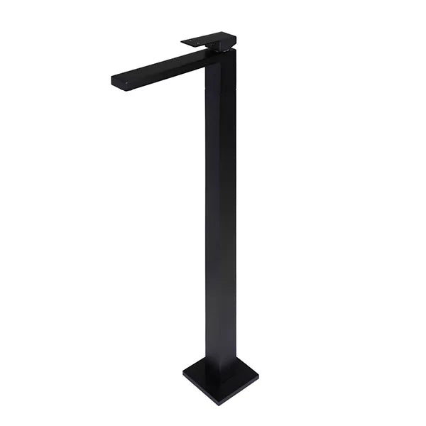 Square - Matte Black Freestanding Bath Spout w Mixer