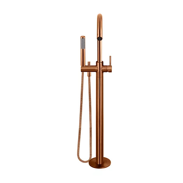 Round - Lustre Bronze Freestanding Bath Spout w Mixer and Handshower