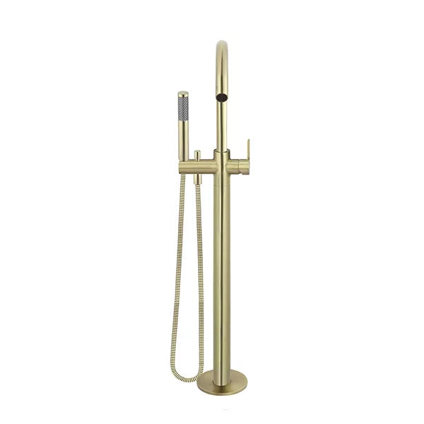 Round - Tiger Bronze Freestanding Bath Spout w Paddle Handle Mixer and Handshower