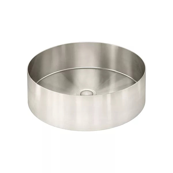 Lavello - Brushed Nickel Round Steel Bathroom Basin 380x110mm
