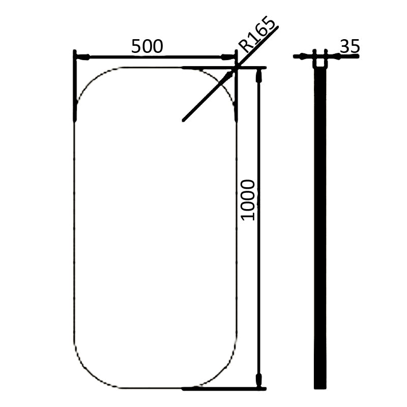 Bianca - Oval Framed Mirror 500x1000mm