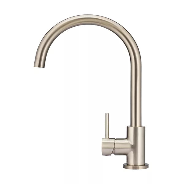 Round - Champagne Gooseneck Kitchen Mixer