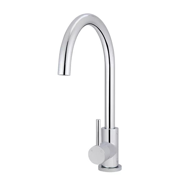 Round - Polished Chrome Gooseneck Kitchen Mixer
