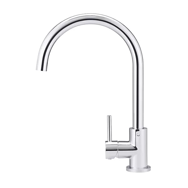 Round - Polished Chrome Gooseneck Kitchen Mixer