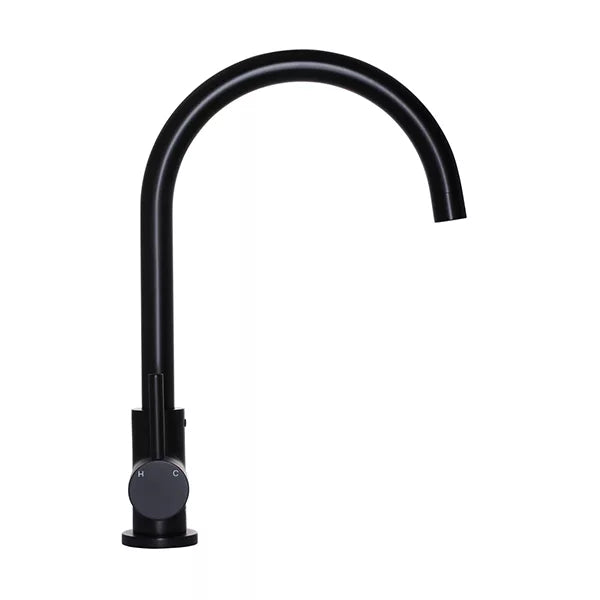 Round - Matte Black Gooseneck Kitchen Mixer