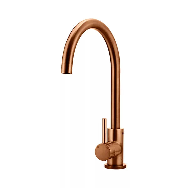 Round - Lustre Bronze Gooseneck Kitchen Mixer