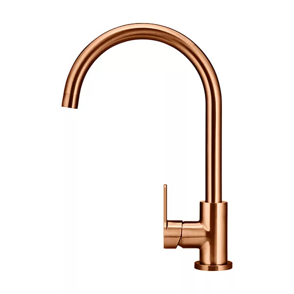 Round - Lustre Bronze Gooseneck Kitchen Mixer w Paddle Handle