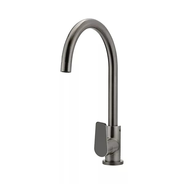 Round - Shadow Gunmetal Gooseneck Kitchen Mixer w Paddle Handle