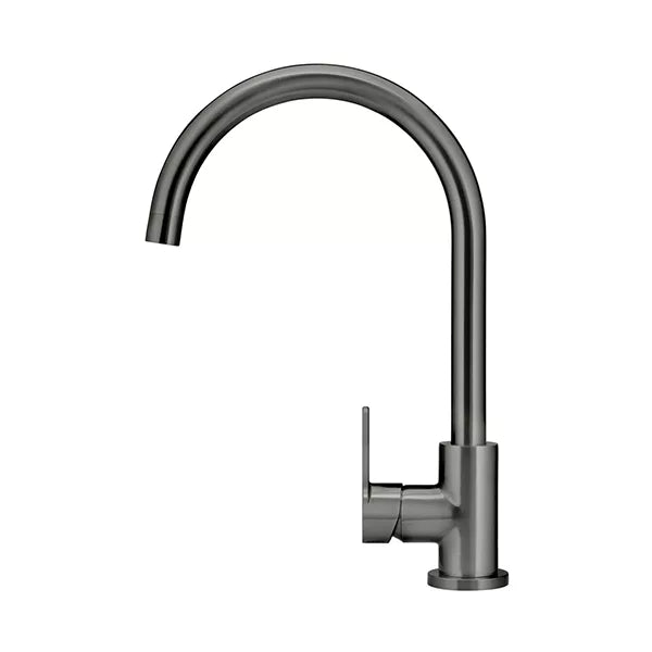 Round - Shadow Gunmetal Gooseneck Kitchen Mixer w Paddle Handle